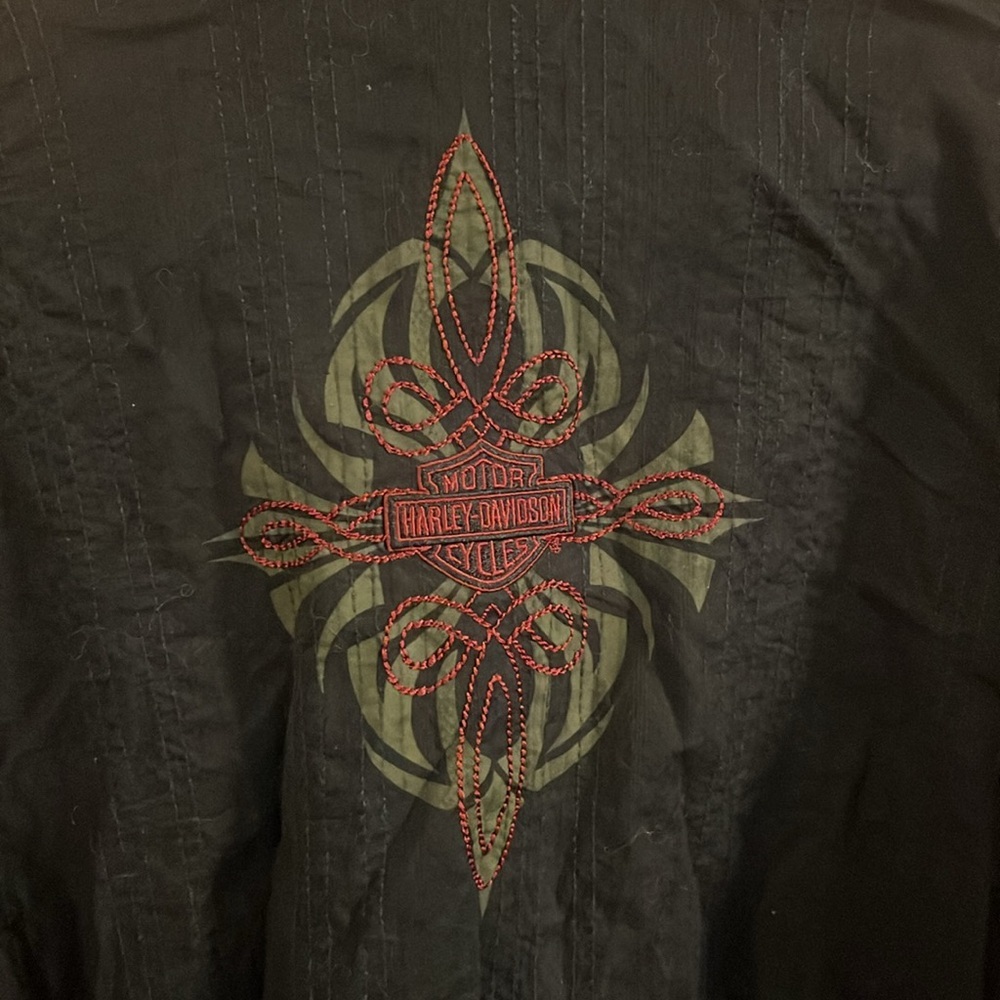 Harley-Davidson Women’s Black‎ Embroidered Button Up Motorcycle Shirt Large - Picture 7 of 9